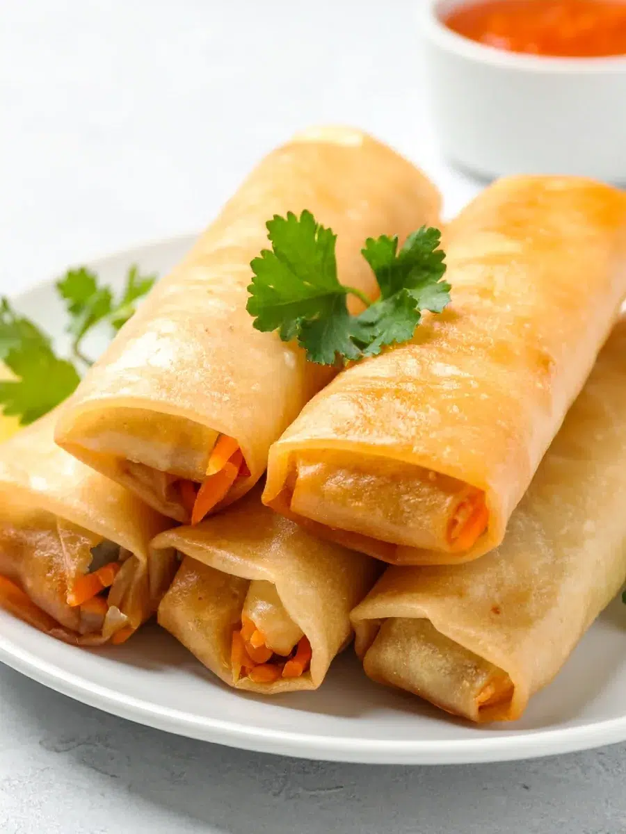 Rouleaux de printemps sur une assiette