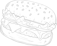 Illustration d'un hamburger avec laitue et fromage