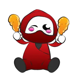Ninja rouge avec poulet frit