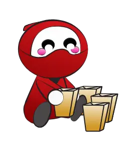 Personnage rouge avec boîtes