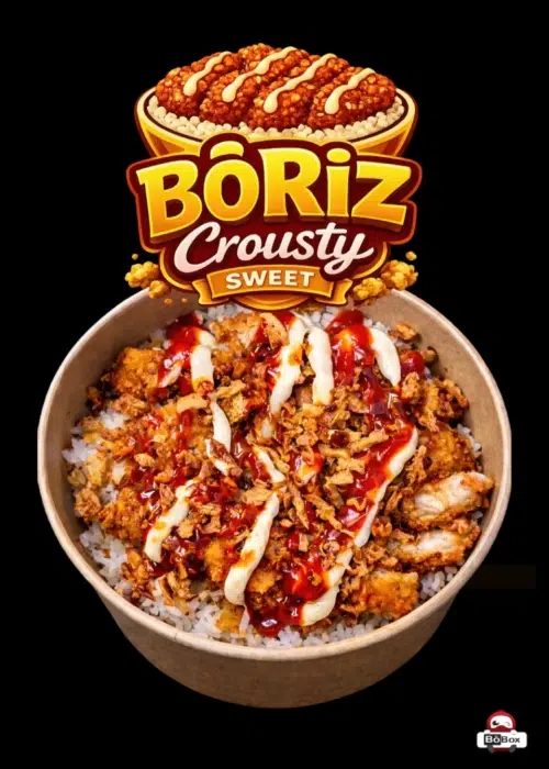 Bol de riz avec poulet croustillant et sauces